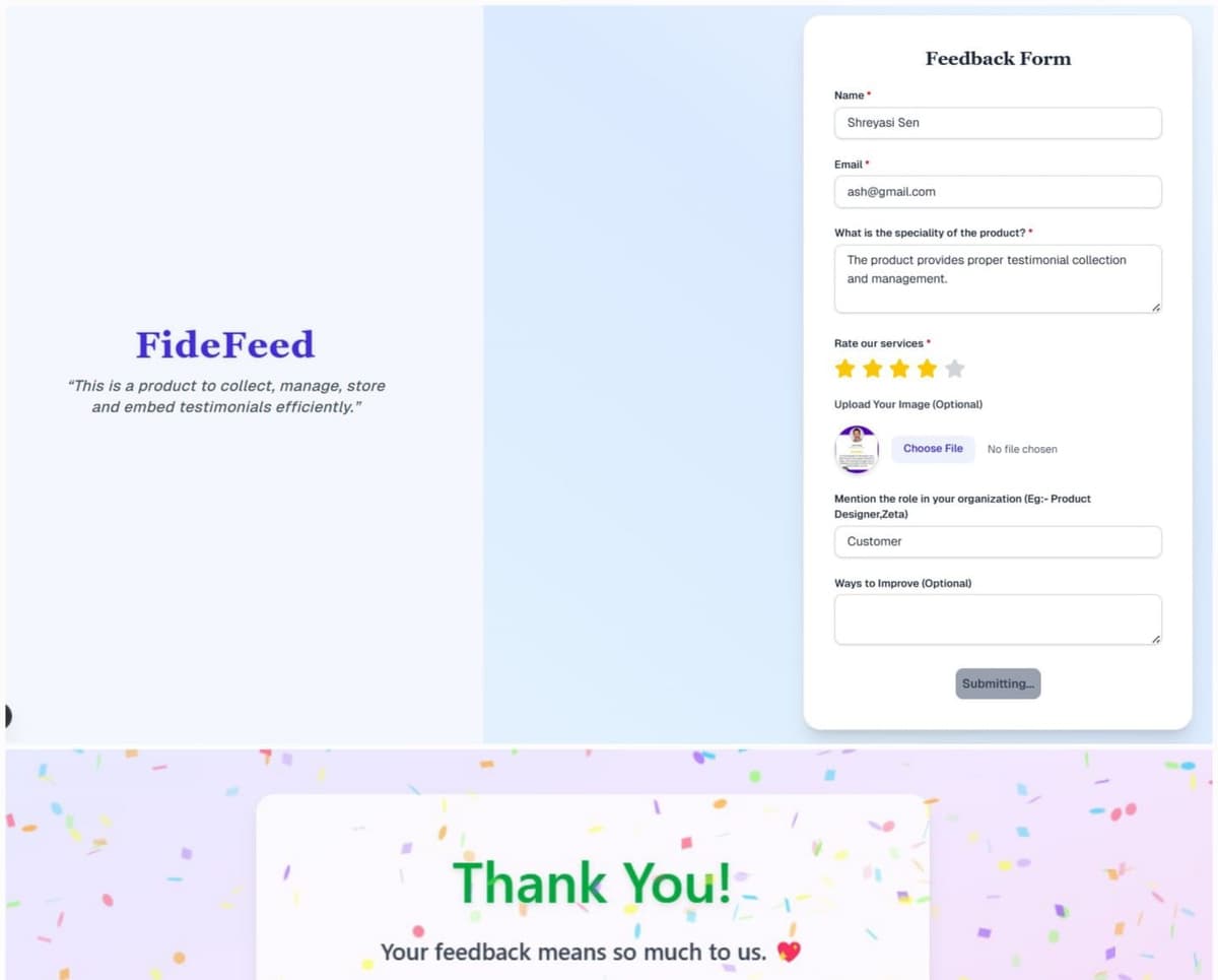 Let your users easily submit testimonials
