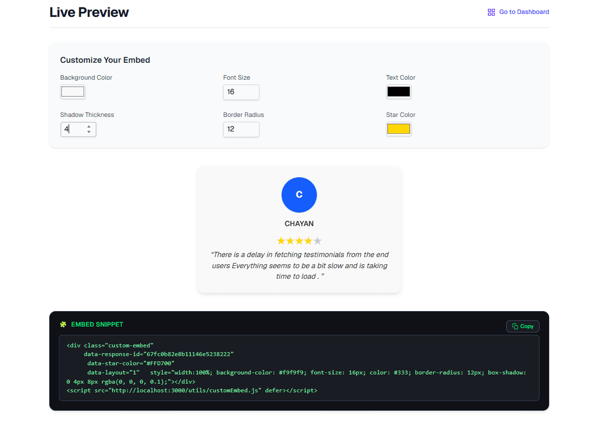 Customizable and embeddable